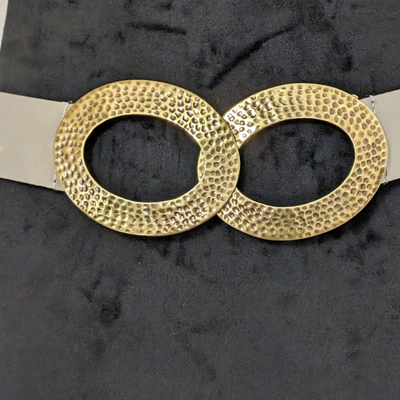 Chico's Genuine Leather Adjustable Pewter Tone Belt S/M - Picture 2 of 11